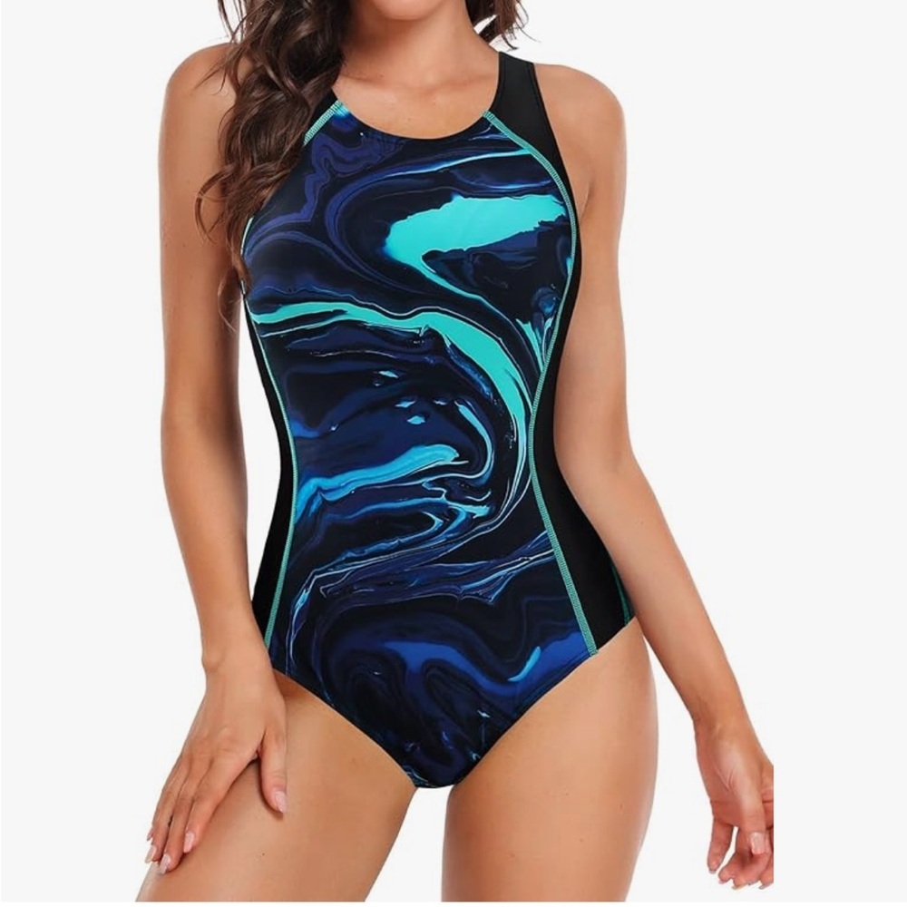 beautyin One Piece Athletic Racerback Swimsuit Modest Sport Bathing Suit NWT S